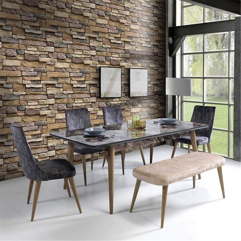 Yancorp 32.8ft Peel and Stick Wallpaper Stone Brick Wallpaper Self-Adhesive Backsplash Decorative Wallpaper Wall Covering - Image 2